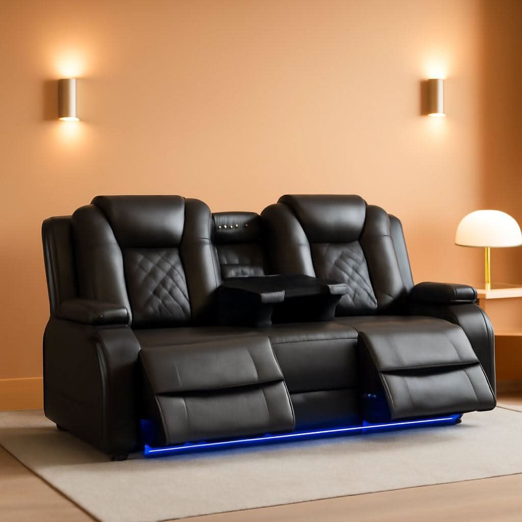 Electric Reclining Sofa With Wireless Charger Grey-0