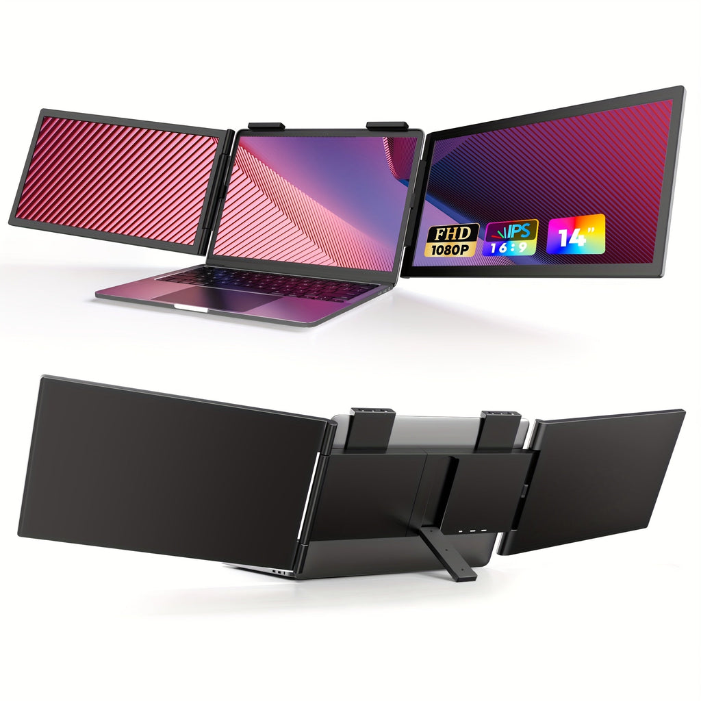 NNETM 14" Portable Laptop Screen Extender – FHD 1080P Triple Monitor Display-0