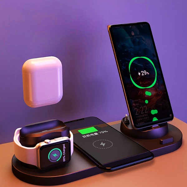 Wireless Charger For IPhone Fast Charger For Phone Fast Charging Pad For Phone Watch 6 In 1 Charging Dock Station-0